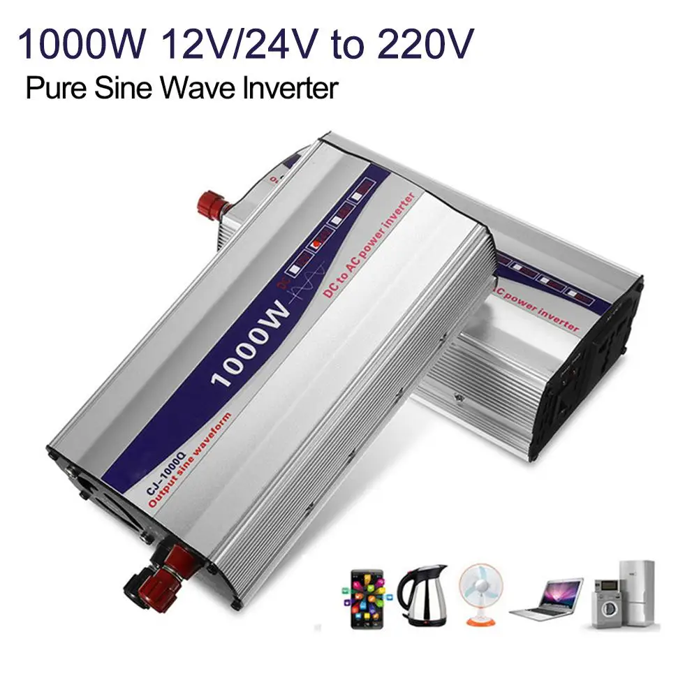 

12/24V 1000W to 220V Pure Sine Wave Power Inverter Car Converter Transformer