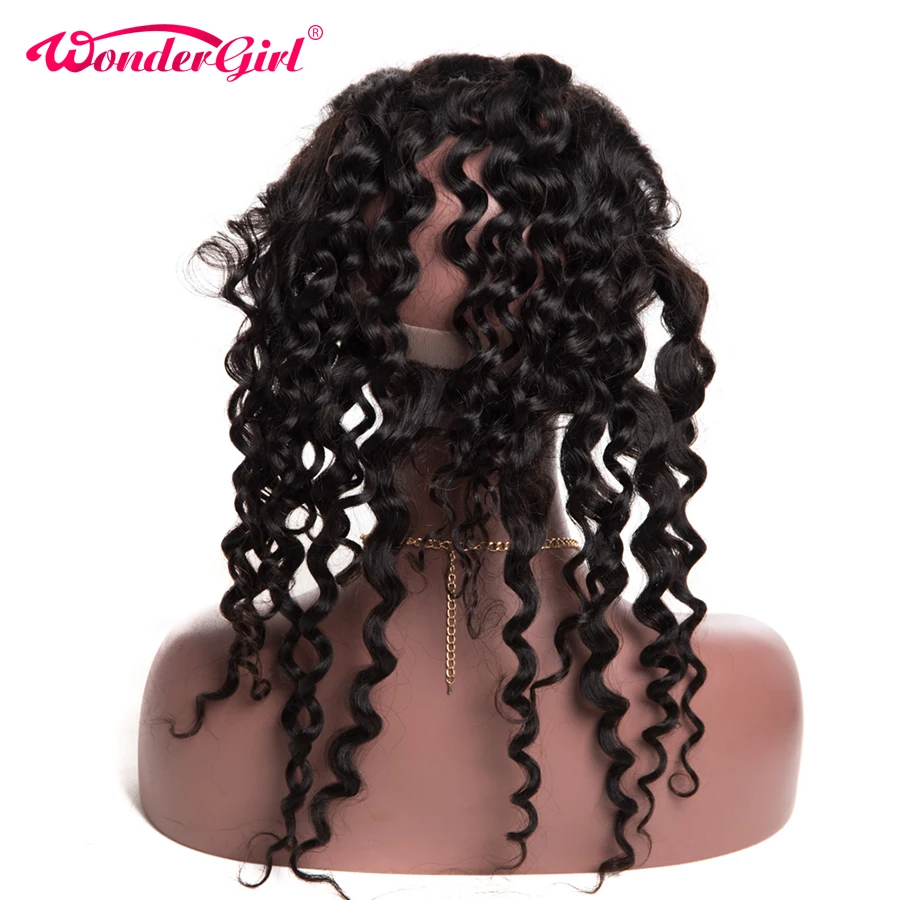 Pre Plucked 360 Lace Frontal Closure Brazilian Hair Deep Wave Frontal No Shedding Remy Human Hair With Baby Hair Wonder girl