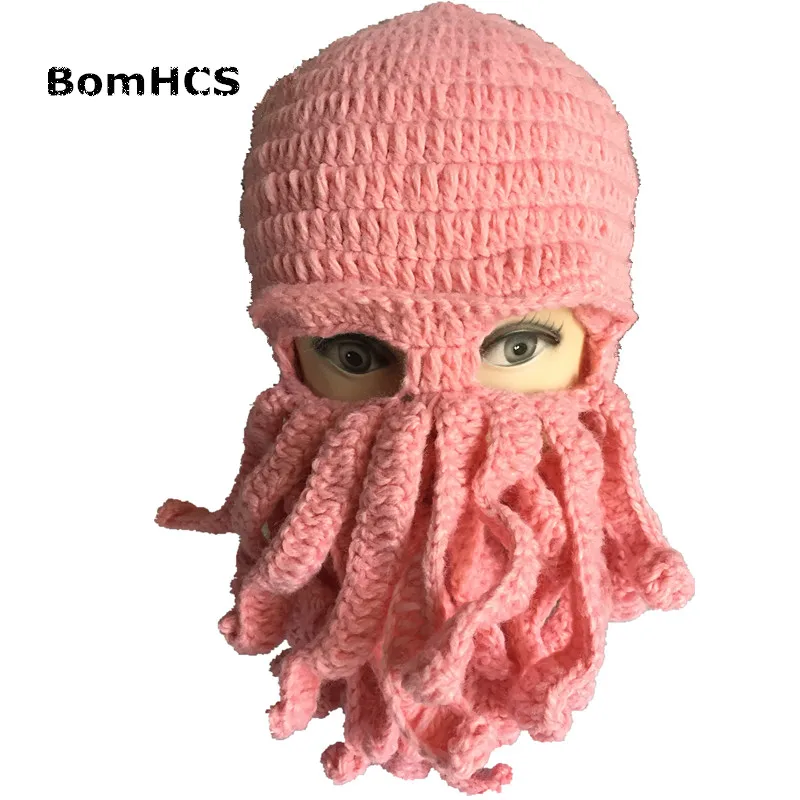 

BomHCS Funny Tentacle Octopus Beanie 100% Handmade Knitted Skiing Mask Hat Cap Gift