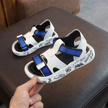 

Summer Boys Sandals for Kids Beach Shoes Children Fashion Casual Sport Leather Sandals Soft Non-slip Soft Student Flat Sandal