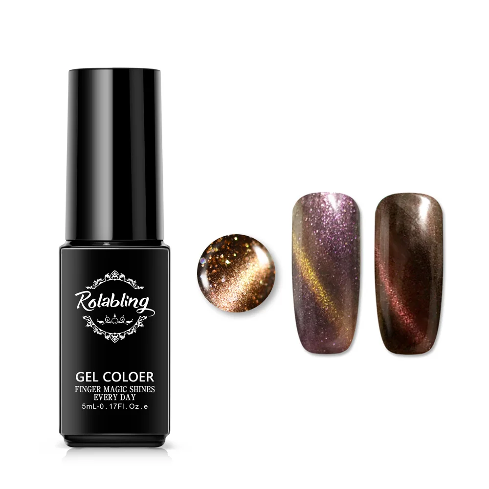 Rolabling 3pcs Functional Nail Gel Polish Set UV Gel Lacquer Varnish Nail Art Gel Nail Polish Cat Eye Cheese Platinum Neon Glue