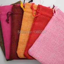 150 шт./лот 10x14 см льняные мешки разноцветные Рождественский Подарочный пакет конфеты мешочек для украшений сумки