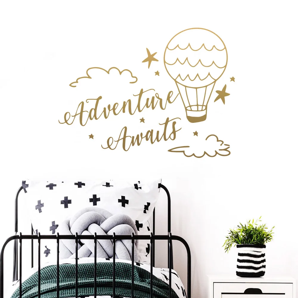 

Large Adventure Awaits Hot Air Balloon Wall Sticker Vinyl Wallpaper Decor For Kids Rooms Decoration Stickers Muraux wallstickers
