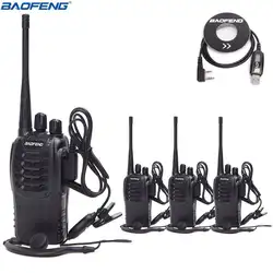 4 шт. BaoFeng BF-888S ручной 5 Вт двухсторонняя переносной любительский радиоприёмник рация BF888S UHF 400-470 888 S с 4 наушниками 1 USB кабель для