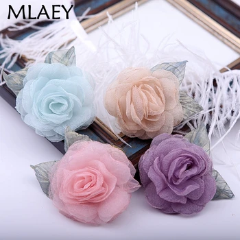 

MLAEY 4pcs Handmade flowers for craft wedding appliques garment accessories DIY Fabric for Wedding Party Craft Home 19602