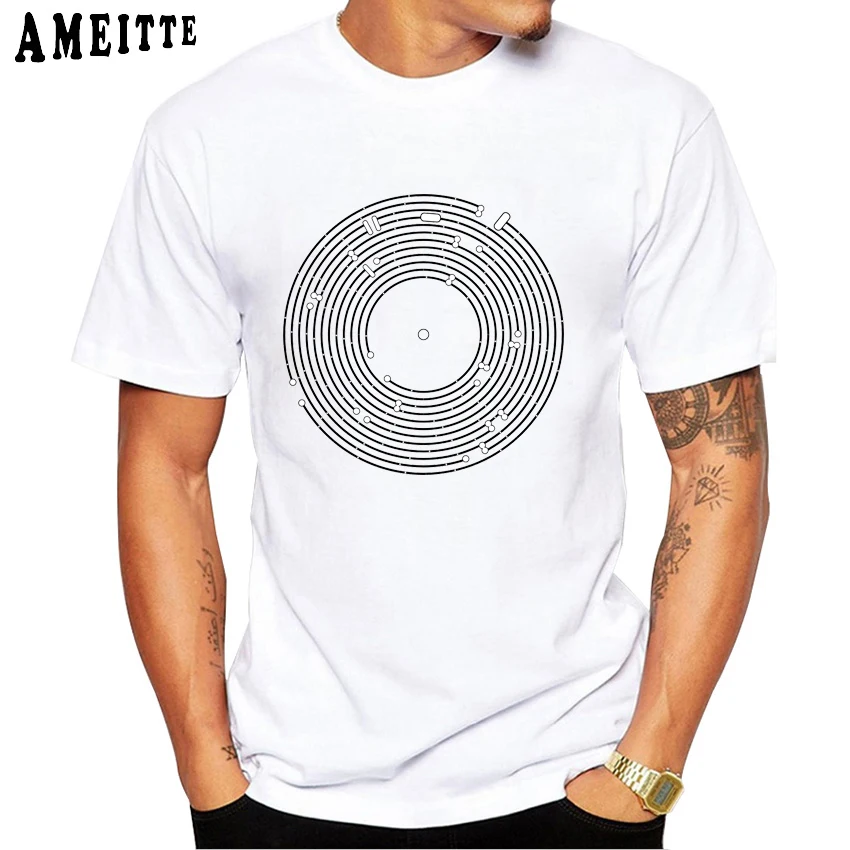 

Abstract vinyl record metro map Print T-Shirt Summer Fashion Men T Shirt Tops Ameitte Funny Music Art Design Boy Casual Tees