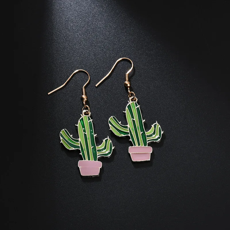 

Terreau Kathy 2017 New Fashion Zinc Alloy Temperament Long Personality Cactus Dangle Earrings For Women Female Jewelry
