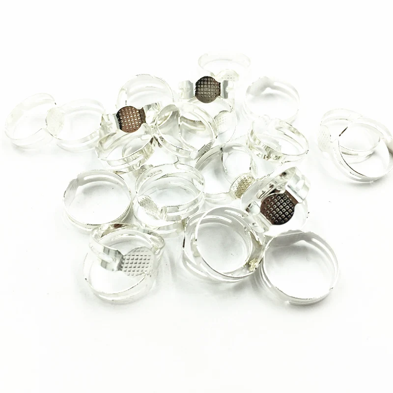 50Pcs Silver Plated Adjust Ring Alloy Round 8mm Base Fashion Jewelry