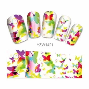 WUF 1 Sheet New Nail Art Sticker Water Transfer Stickers Full Cover Flower Decals Tips Decoration 1421