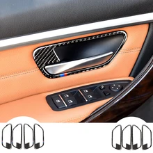 Углеродного волокна салона дверные ручки крышки Накладка дверь чаша наклейки украшения для BMW F30 F34 3 серии 3GT 2013- аксессуары