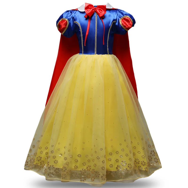 

Snow White Dress Shawl Bow Christmas Cosplay Party Carnival Costume For Kids Dresses For Girls Princess Dress Children Clothing