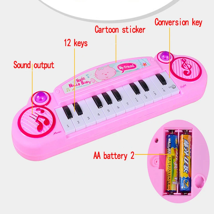 Мультяшная игрушечная клавиатура Khildren, головоломка, ранее обучение, инструмент, клавиатура, аналог, фортепиано, 12 клавиш, музыка
