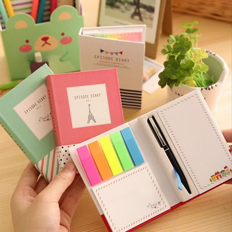 

korean Tower paste student memo pad notepad stationery diary notebook office school supplies + pen