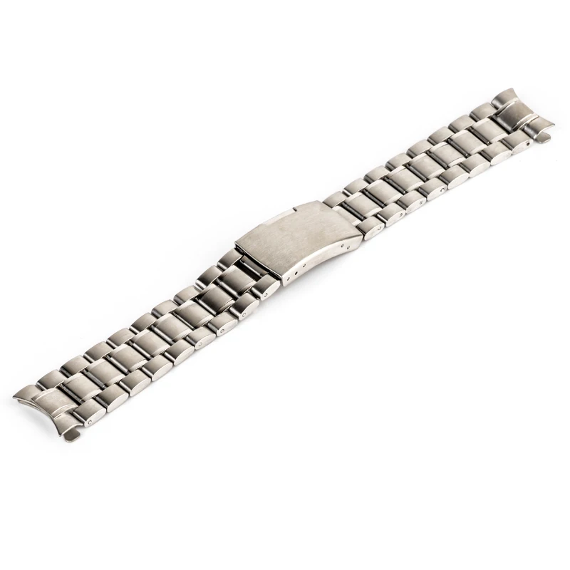 18/20/22/24mm Curved End Watch Band Unisex Stainless Steel Metal Wristwatch Strap Double Fold Deployment Clasp Bracelet 3 Colors