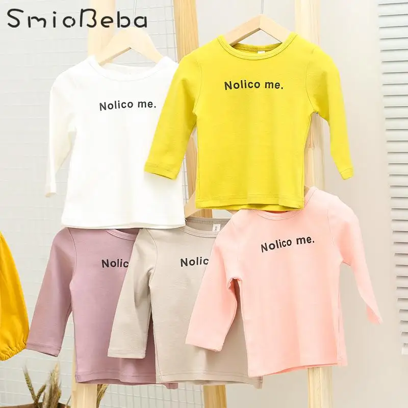 Baby Girl Simple Shirts Boy Top Elastic Tee Shirt For Babies Top Mother Daughter Matching Outfits Long Sleeve Brand Shirts Kids