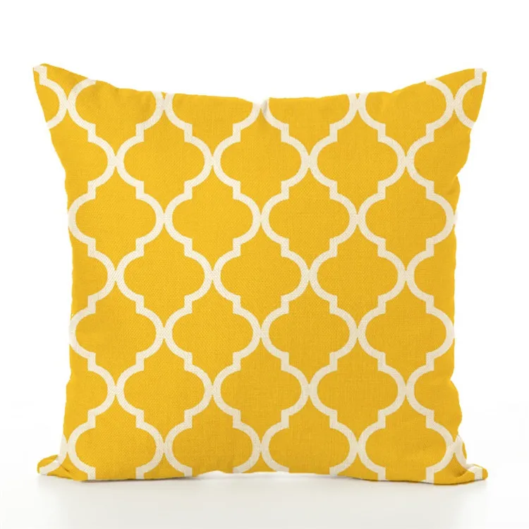 Современный диванную подушку желтого, серого, хлопок, лен, декоративный наволочка подушки в клетку с геометрическим рисунком, постельные принадлежности, домашний Автомобиль для сна домашний текстиль размером 45*45 - Цвет: FY08806
