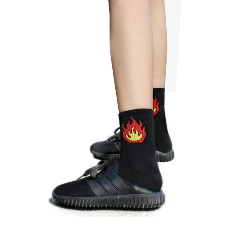 LNRRABC хлопковые Повседневные носки Харадзюку с низким вырезом женские носки до пола для мужчин кактус с принтом огня для влюбленных короткие носки Calcetines