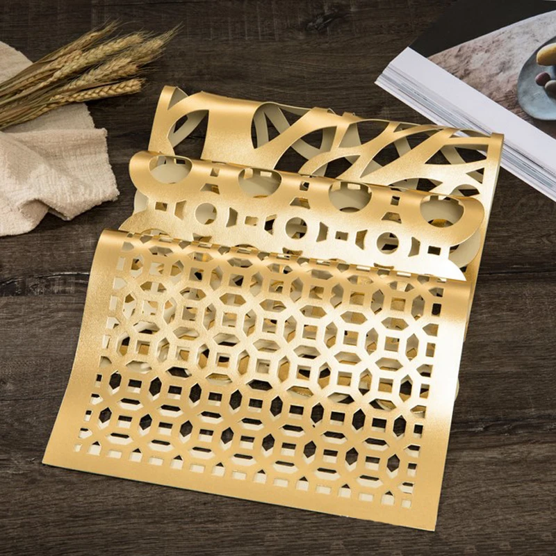

New Design 4pcs/set Heat Resistant Table Mat Placemat Non-slip Kitchen Tools Decor Cup Coaster Placemats Gold Color