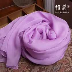 Натуральной шелк Для женщин шарф Лето 2017 г. осень-зима высокое качество шаль мода светло-фиолетовый сплошной Цвет Шарфы для женщин