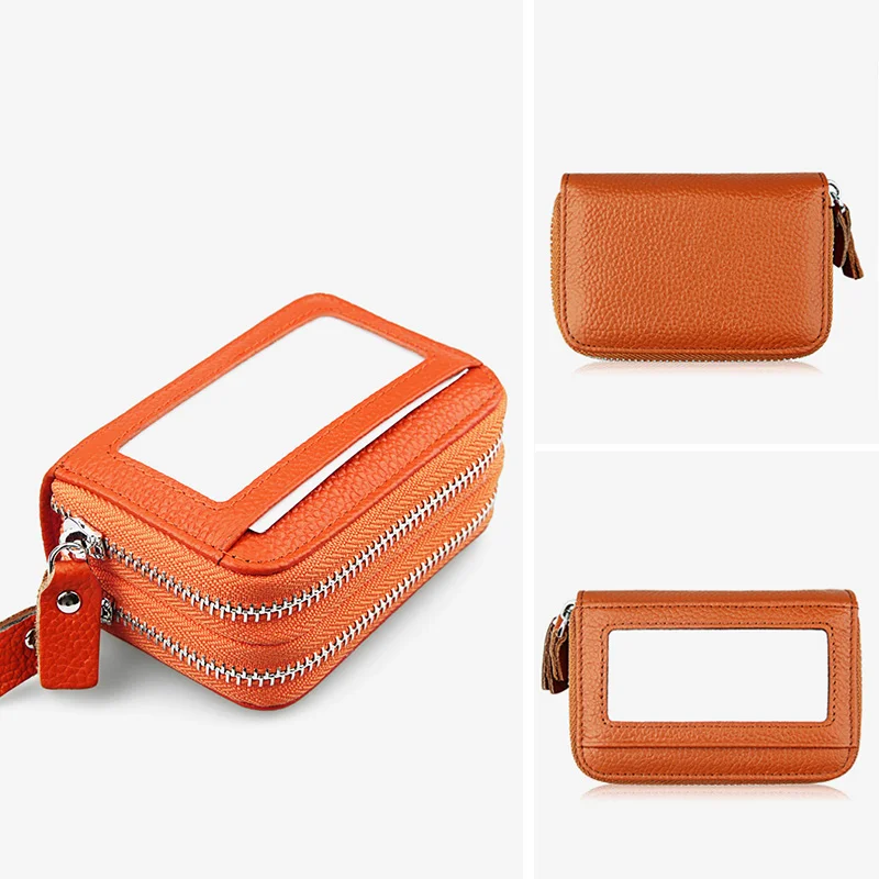 

Women Genuine Leather Luxury Wallet Double Zipper Multi-Card Multifuction Female Purses Large Capacity Coin Pocket Girls Clutch