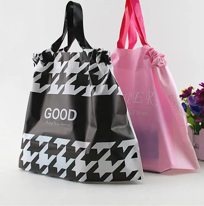 

Large drawstring pouch Beam garment bag portable plastic bag with handles shopping bag shoes/clothing storage bag