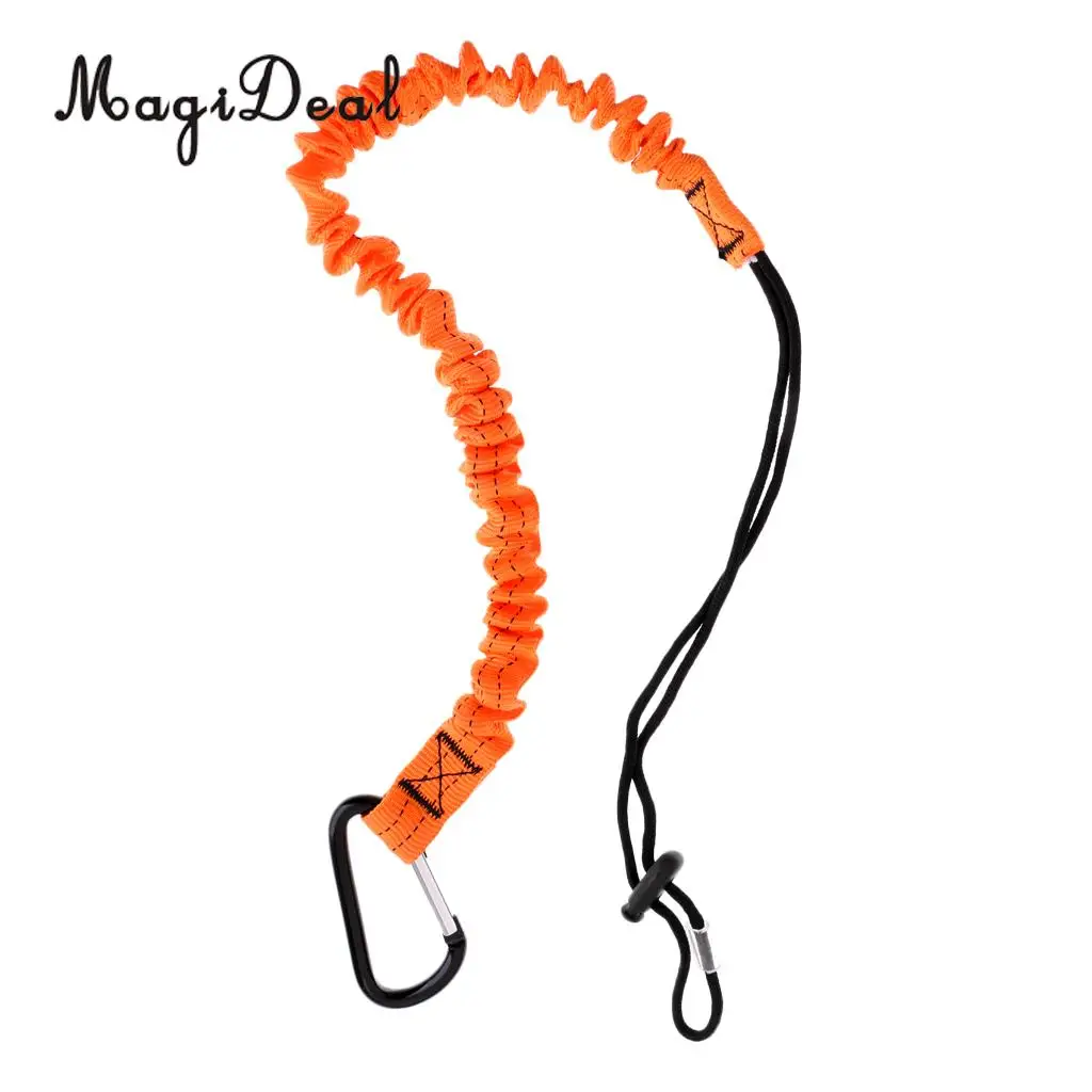 Nylon Marine Deluxe 43'' Elastic Paddle Leash Fishing Rod Safety Cord Tether with Carabiner For Kayak Canoe Boat Bungee Dinghy