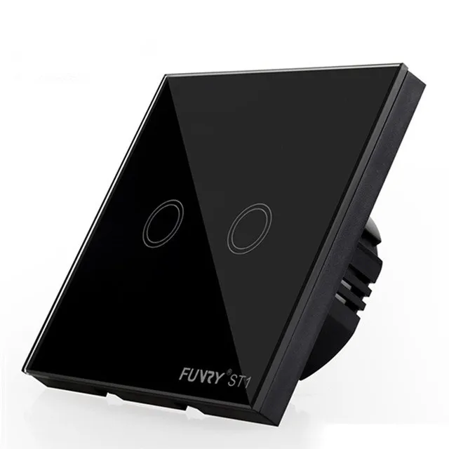  FUNRY EU Standard 2 Gang 1 Way Touch Switch Fireproof Crystal Glass Switch Panel LED Smart Home Lig - 32833492625