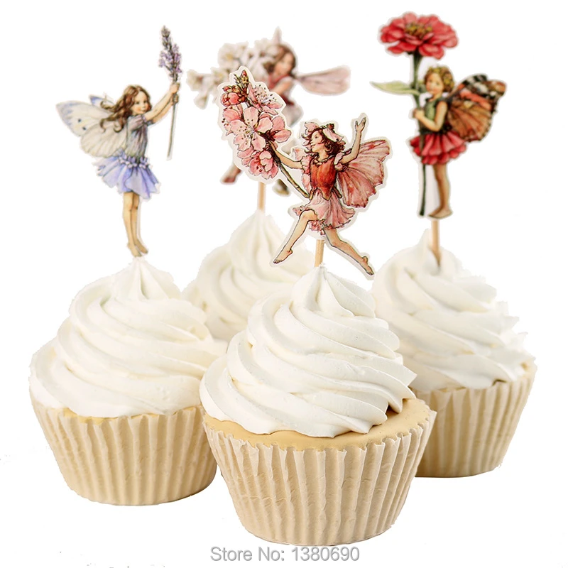 24pc L Diy花の妖精カップケーキトッパーは誕生日の装飾新年イースターハロウィンパーティーケーキの装飾好意 Topper Picks Toppers Cupcaketopper Cake Birthday Decoration Aliexpress