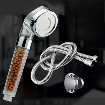 

1Pack Plastic Spa Anion Hand Held Shower Head Filter Bathroom Hose Nozzle Three Piece Set Saving Water Product Tool Accessories