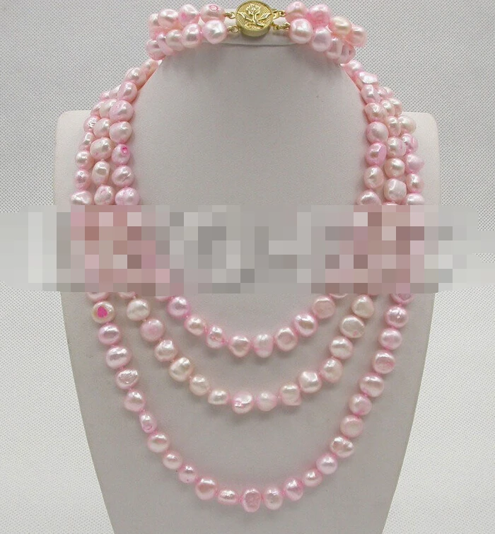 

07785 baroque light pink pearls necklace 2row bracelet set