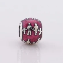 Se adapta a Pandora Charms Pulsera 925 de Plata Del Grano Del Esmalte Rojo Lazos Familiares Europea Del Encanto DIY de La Joyería Envío Gratis
