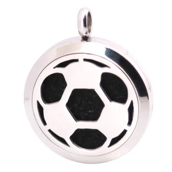 

10pcs Football Aromatherapy Essential Oil Surgical Stainless Steel Pendant Necklace Perfume Diffuser Locket with Felt Pdas