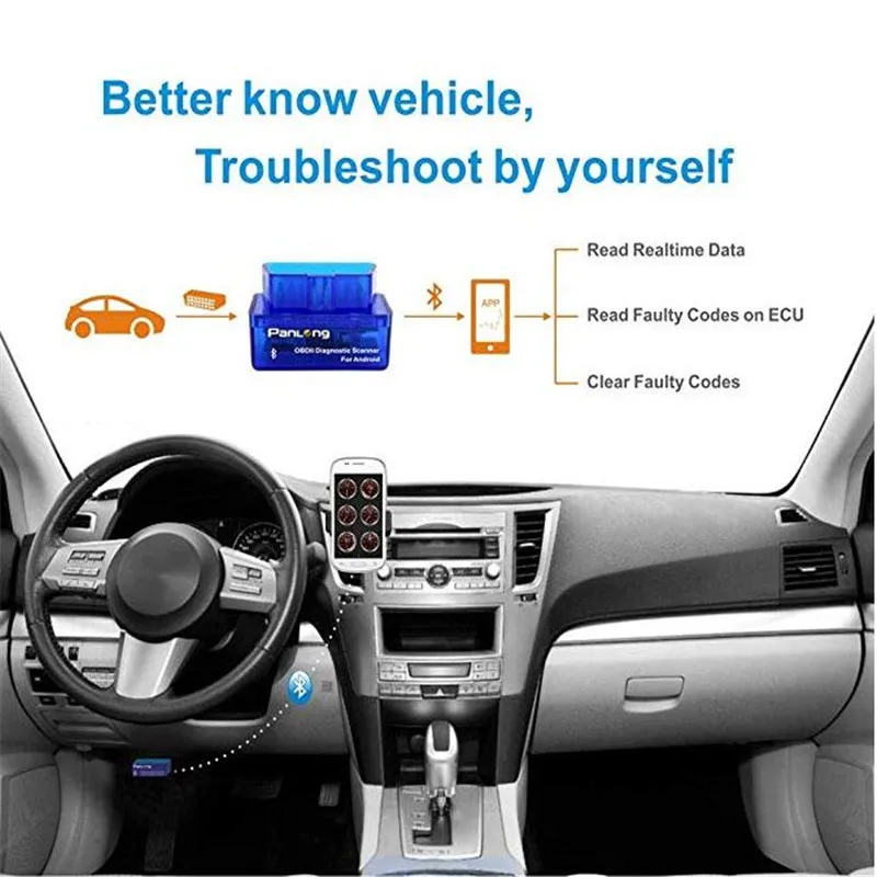 Автомобильный мини сканер ELM327 Bluetooth OBD2 V2.1 OBDII 2 автомобильный тестер ELM 327