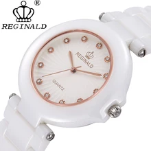 REGINALD Tops Luxury Cerâmica Assista Mulheres Moda Feminina Relógio de Quartzo Elegante Relógio de Safira À Prova D’ Água Relojes Montre femme