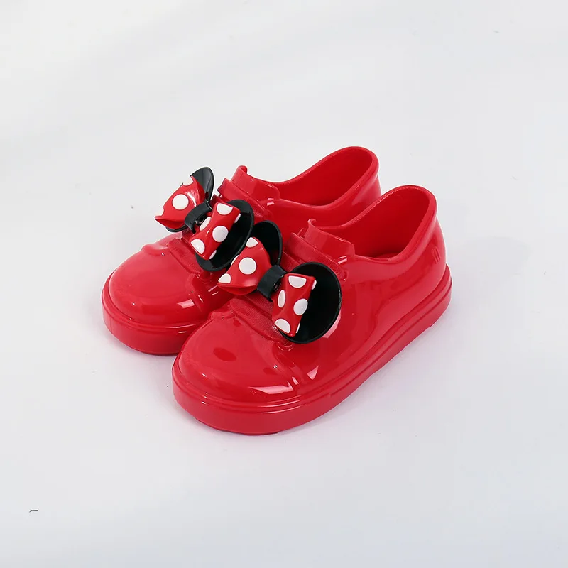 Мини Melissa для девочек Микки сандалии с бабочкой Новые Детские прозрачные босоножки в стиле Melissa; мягкие сандалии для девочек с бантами; дышащие сандалии 14,4-17,4 см
