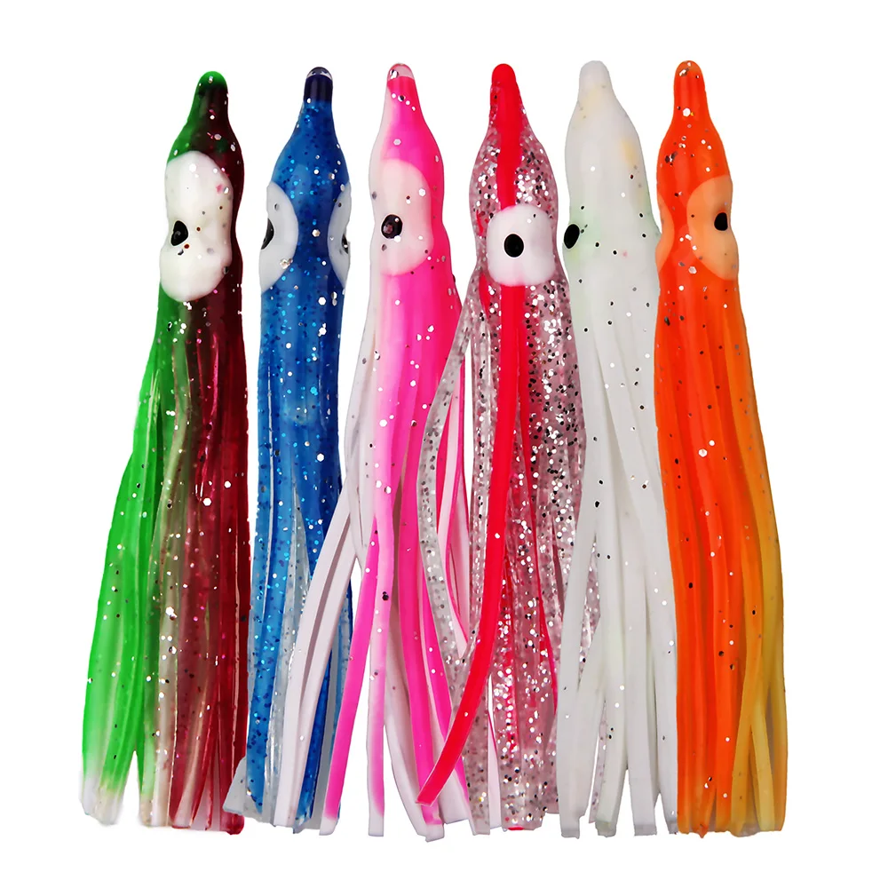 Hyaena 10pcs Soft Lure Squid Skirts 5cm/8cm/9c/10cm Artificial Bait Lures Octopus Wobblers Rubber Tuna Kingfish Sailfish Baits