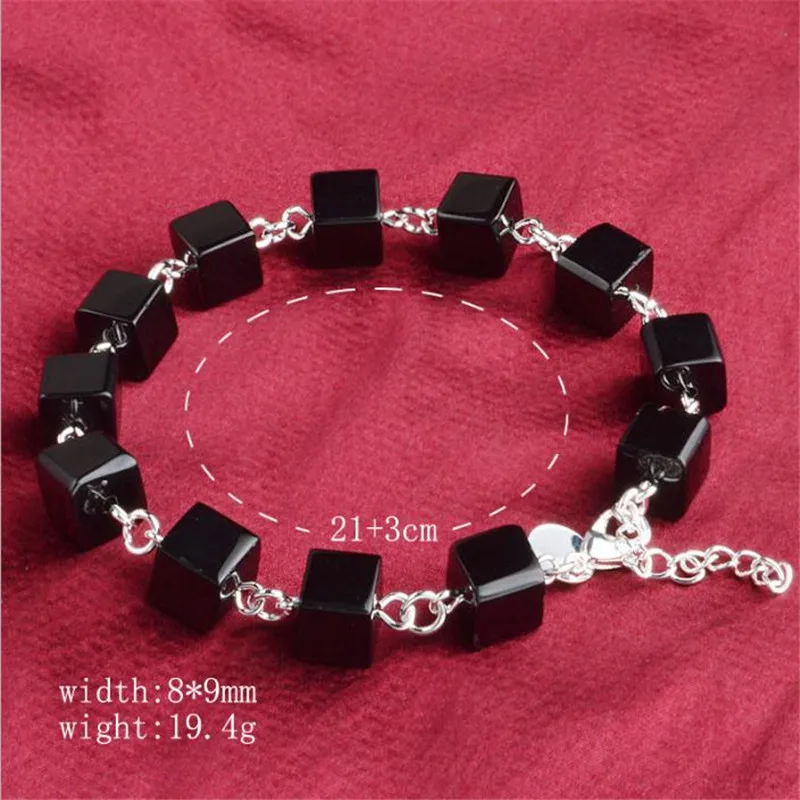 

Fashion Obsidian Crystal Bracelet Design Jewelry New 925 Sterling Silver Making Fashion Men's and Women's Jewelry Bracelet