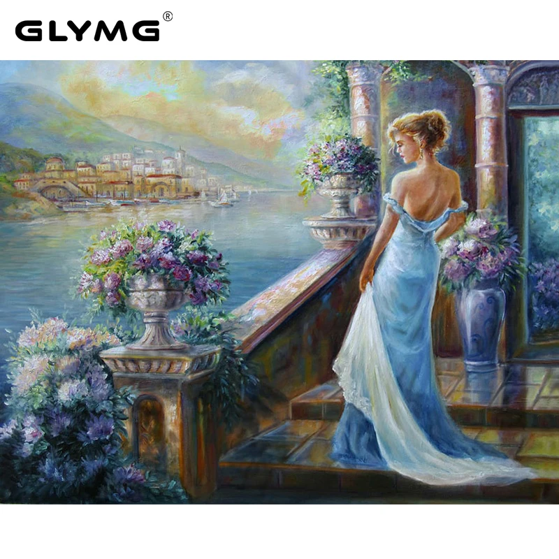 GLymg Diy Embroidery Handicrafts Waiting for Beauty Landscape Diamond Painting Cross Stitch Full Square European Home Decor