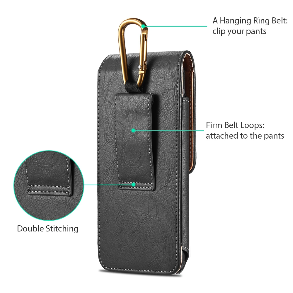 Universal Pouch Leather phone Case For iphone XS X 7 8 plus Waist Bag Magnetic holster Belt Clip phone cover for redmi 5 plus  (11)