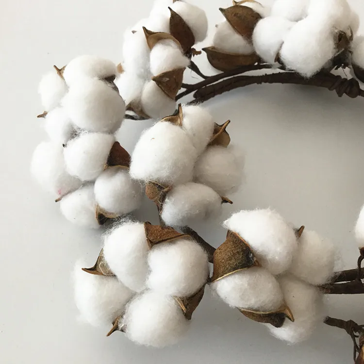  Flone Artificial Cotton Flower Wreath Simulation Cotton Flower Garland Fake Flowers Christmas Garland Home Decor Door Ornaments (14)