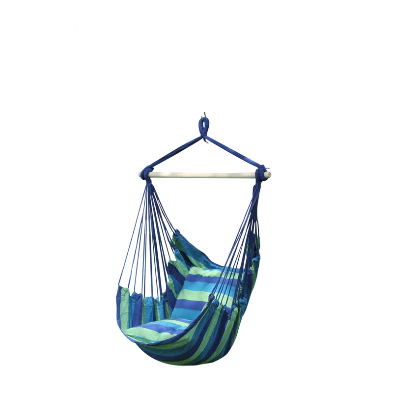 

Garden balcony porch cotton rope canvas swings chair seat casual hammock swing Portable outdoor indoor stick swing seat