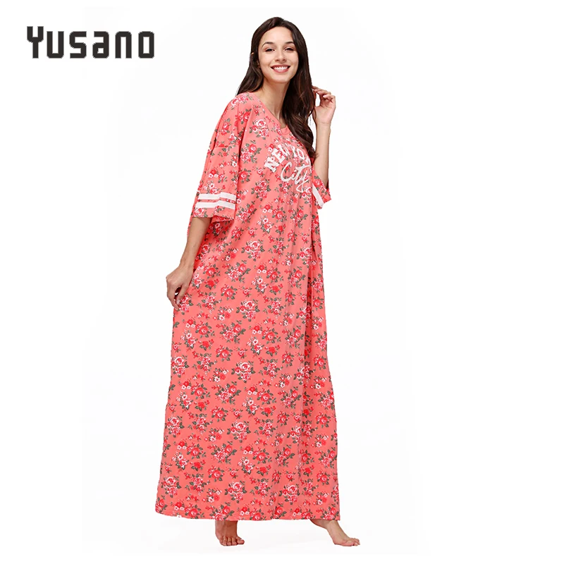 Ночная рубашка Yusano Женская хлопковая длинная 2XL 3XL 4 XL 5XL|plus nightgown|sleepwear dresswomens nightgown |