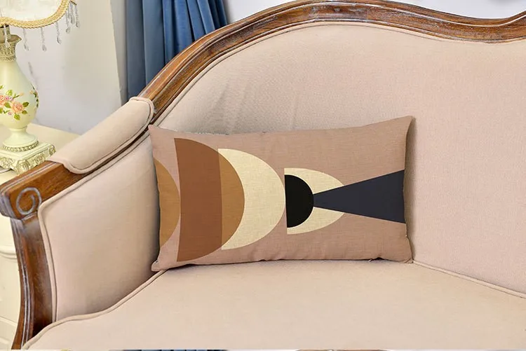 Поясные подушки с геометрическим узором, хлопок, лен, Подушка 30x50 см, простой стиль, прямоугольная наволочка, декоративная подушка для дивана, стула