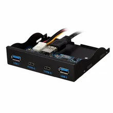 2 Port USB 3.1 Type C /2 Port USB 3.0 20Pin Front Pane Floppy Bay 4 Ports Type C Hub Expansion Adapter Disk with Retail Box