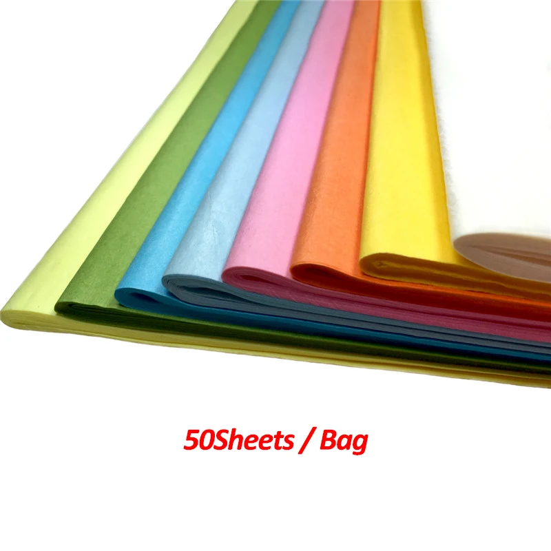 

50sheets / Bag DIY Material 50*50CM Tissue Paper Floral Wrapping Paper Home Decoration Festive Party Packaging Paper