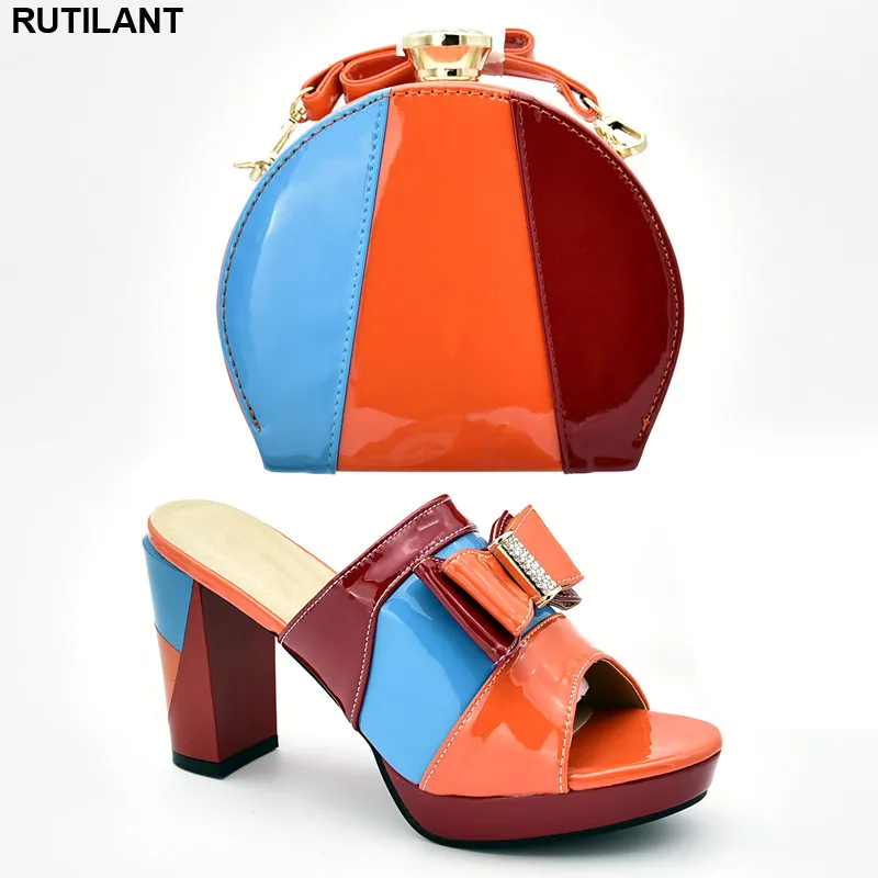 

New Arrival Ladies Sandals with Heels Italian Shoes and Bags To Match Shoes with Bag Set Rhinestone Wedding Shoes Party Pumps