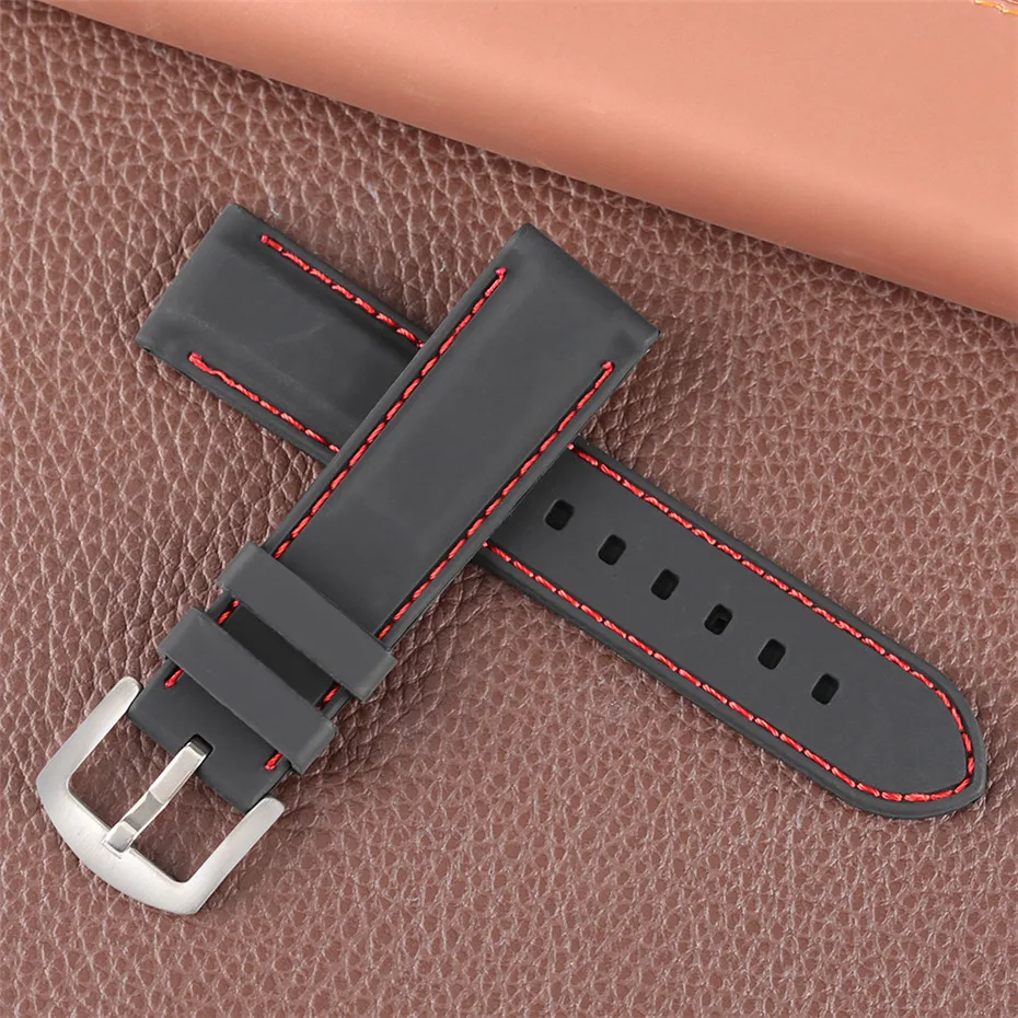 red white line balck silicone watchband9