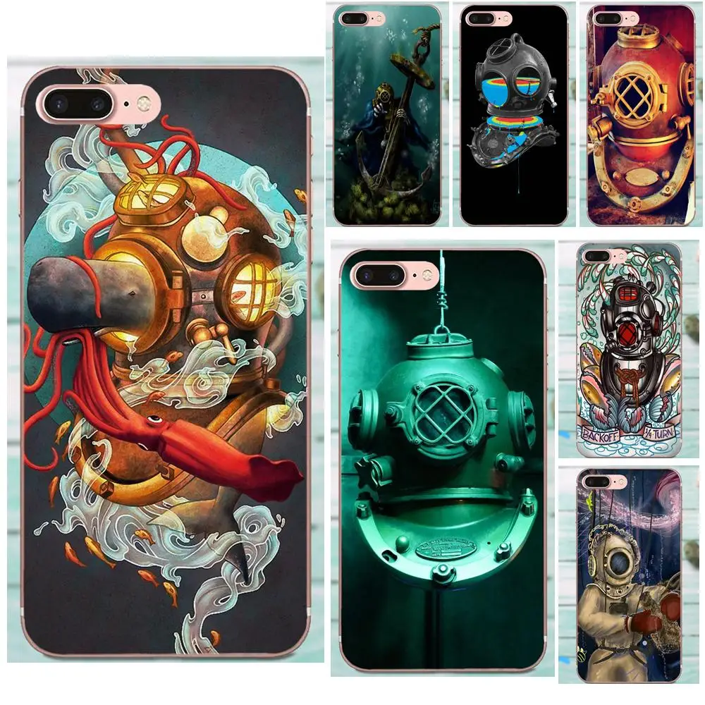 Чехол для задней панели телефона Apple iPhone X XS Max XR 4 4S 5 5C 5S SE 6 6S 7 8 Plus подводный шлем