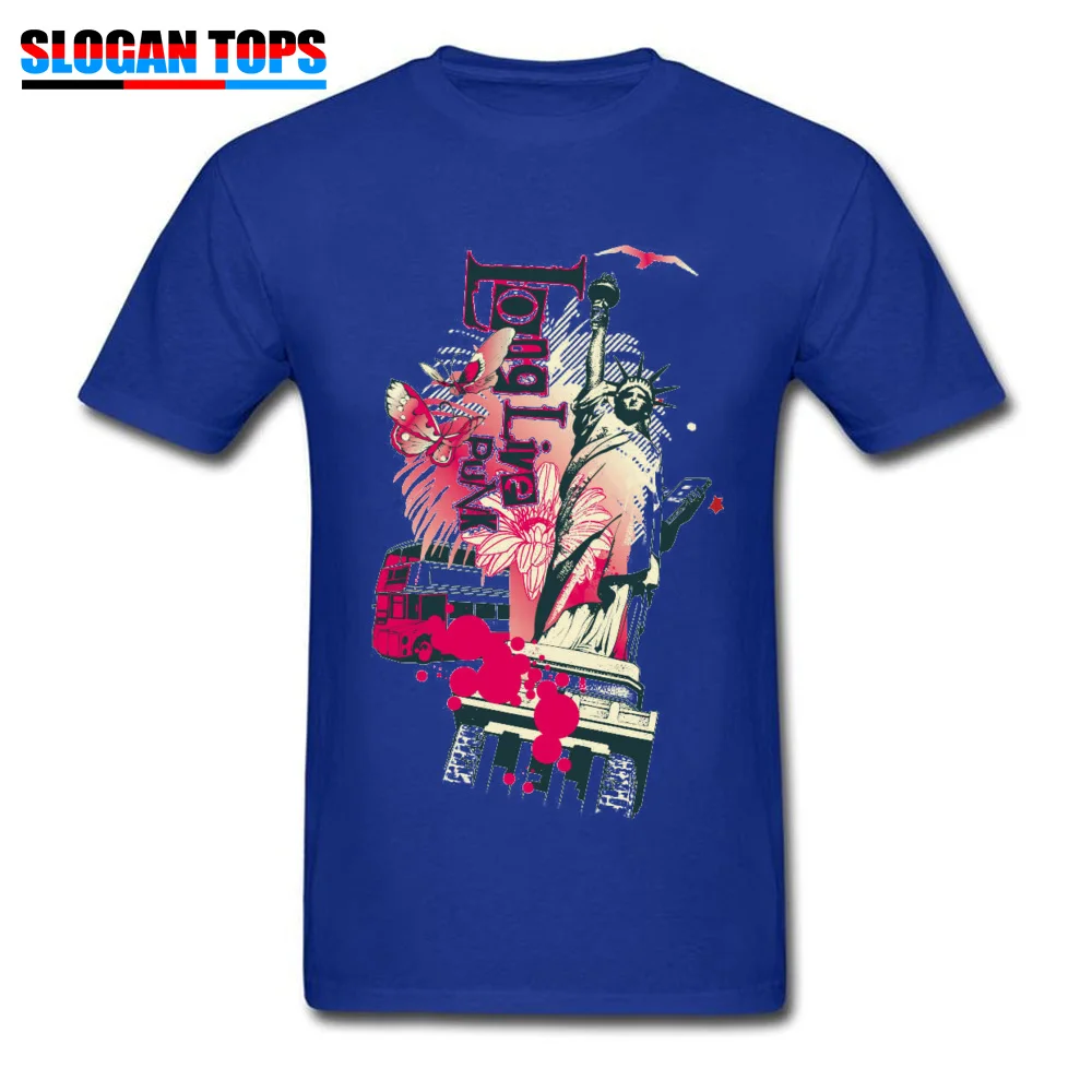T Shirt 392018925Y Tops Shirt Summer Fall Fitted Unique Short Sleeve Pure Cotton O-Neck Men Top T-shirts Unique 392018925Y blue