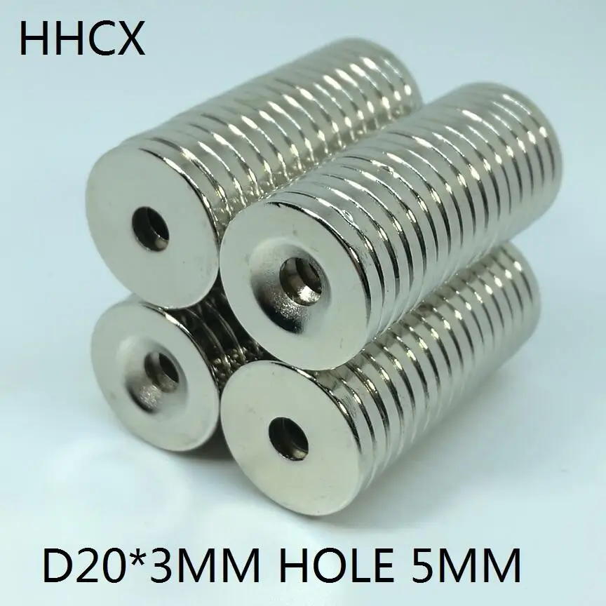 

100pcs/lot NdFeB magnet 20*3 mm Hole 5 mm N35 Strong D Countersunk magnet 20x3 mm Permanent Neodymium magnet 20mm x 3mm